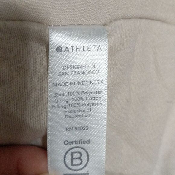 Athleta Ritual faux fur hooded sherpa bomber full zip jacket abalone beige M/L - Picture 5 of 12